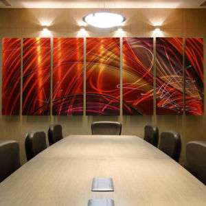 Large Contemporary Hand Painted Red Metal Wall Art Office DecorTail 