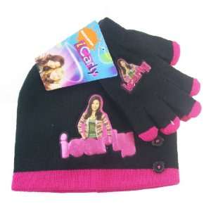   Black and Magenta iCarly Winter Set (2pc)   iCarly Beanie and Mittens