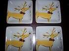 Pottery Barn~GRAPHIC RUDOLPH APPETIZER PLATES~SET OF 4~