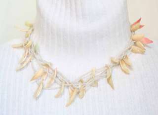 Bohemian 70s Iridescent Shell & Glass Bead Necklace  