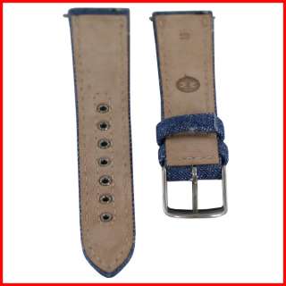 Michele Blue Denim Jean Upper Leather Silver Buckle Watch Strap/Band 