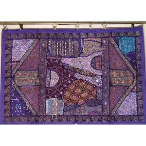  Purple Throw Wall Hanging Textile Indian Decorative Ethnic 