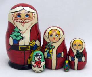 Nesting Doll Santa with Gifts 5pc  