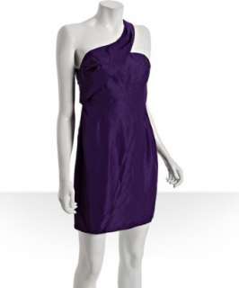 by Allen Schwartz purple taffeta ruched one shoulder dress 