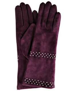 Portolano cabernet suede triple studded gloves  
