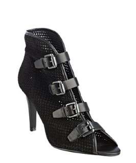 Ash black mesh suede Fiona peep toe buckle heels   
