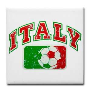  Tile Coaster (Set 4) Italy Italian Soccer Grunge   Italian 