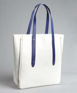 Botkier white and royal leather Stella zipper tote