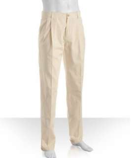 Brunello Cucinelli cream cotton double pleated pants   up to 