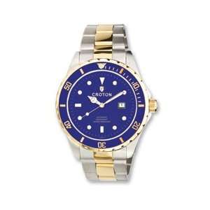  Croton Mens Two tone Stainless Steel Blue Dial Automatic 