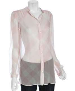 style #313538401 Burberry London light pink check chiffon blouse