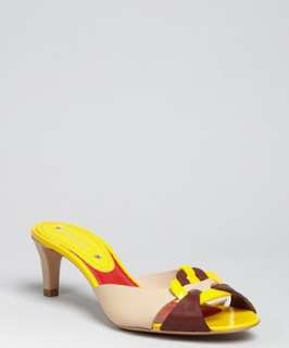 Celine beige and yellow buckle detail slip on sandwich   up to 