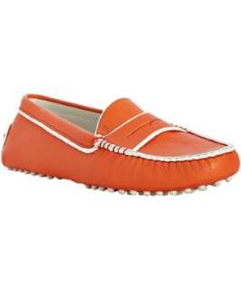 Tods tangerine leather Country Club driving moccasins   up 