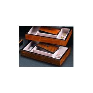  Elm Burlwood Open Valet Tray Box for Jewelry, Coins, Rings 
