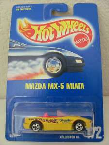 HOT WHEELS 1991 BLUE CARD # 172 MAZDA MX 5 MIATA YELLOW  