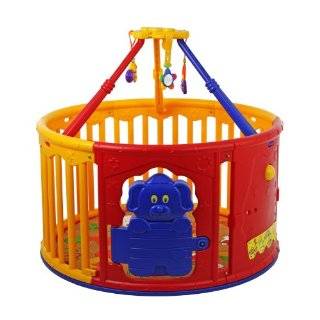Dream On Me Deluxe Circular Playard with Jungle Gym, Red/Yellow