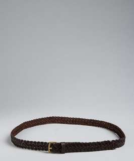 Fashion Focus dark brown braided leather skinny belt