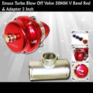   Turbo Universal Blow Off Valve VBand Red & Adapter 3  Automotive