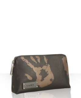 brown signature angel hand print zip cosmetic case   
