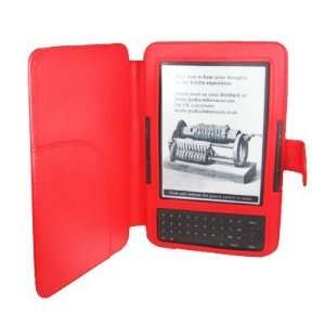  Red Color Leather Cover Case for  Kindle 3 3G + Wi 