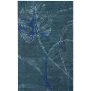  Hand Tufted Wool Carpet Area Rug 8x10 Blue Swaying Leaf 