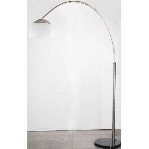   Lamp, Marble Base And Polished Steel with Frosted Glass Shade Home