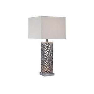   Source Franca 2 Light Table Lamp, Chrome/Amber Mosaic With White Shade