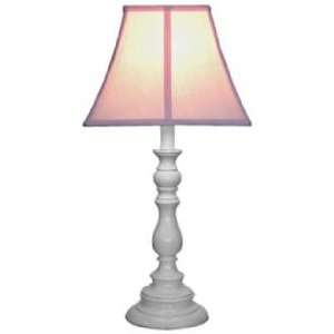  Pink Shade with White Candlestick Base Table Lamp