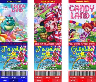 Candyland Birthday Party Personalized Custom Ticket Invitations 