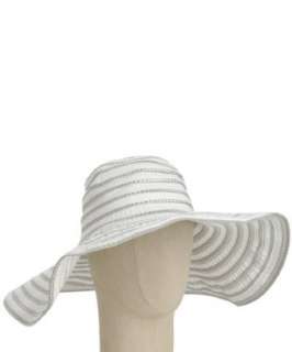 Helen Welsh silver striped ribbon sun hat  