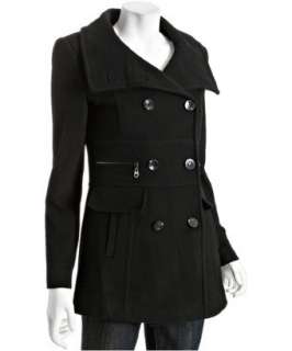 Marc New York black wool blend double breasted short peacoat   