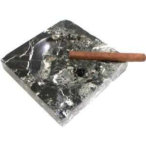  Solid Marble Cigar Ashtray, Square, Black, C303