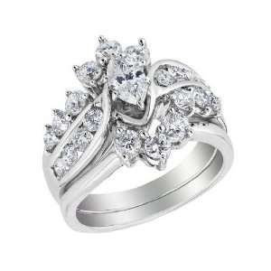  Diamond Marquise Engagement Ring and Wedding Band Set 2.0 Carat 