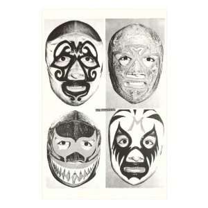  Masks of Mexican Wrestlers Premium Poster Print, 8x12 