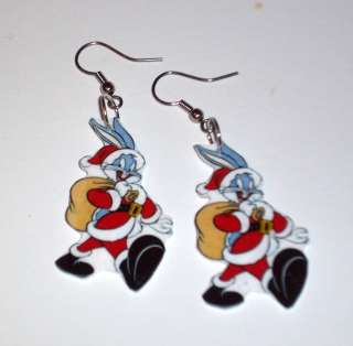 Bugs Bunny earrings disney,santa,christmas,cartoons,fun  
