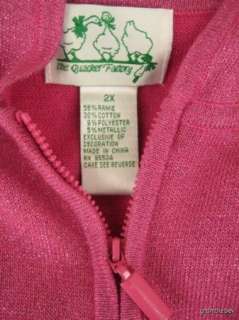 QUACKER FACTORY Pink Metallic Zip Up Hoodie Jacket Sz 2X  
