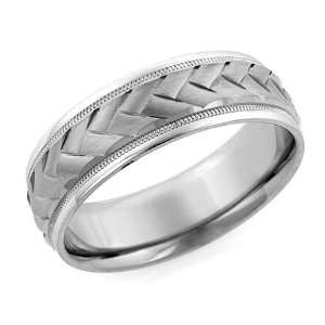  7.0 Millimeters Palladium 950 Wedding Ring with Woven 