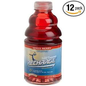 Knudsen Recharge Sports Drink, Mixed Berry, 32 Ounce Bottles 