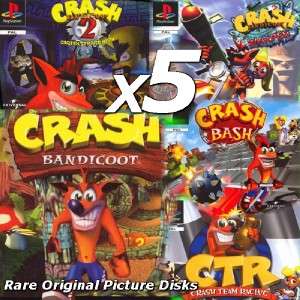 CRASH BANDICOOT x ALL 5 PAL PS1 PLAYSTATION CTR BASH  