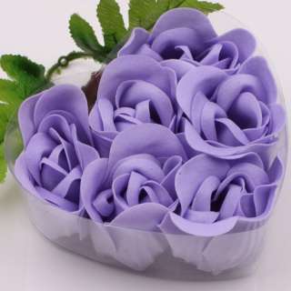 6pcs Purple Wedding Favor Rose Bud Petals Soaps NEW  