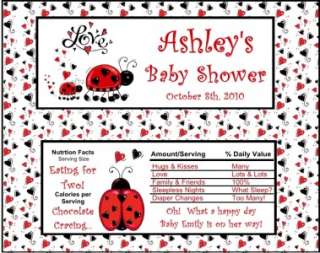 12 Personalized Baby Shower Ladybug Candy Wrappers  