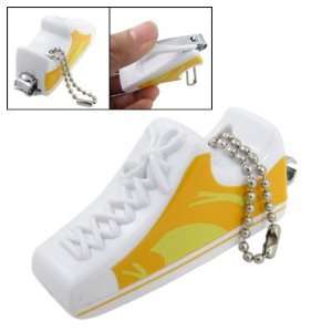    Yellow White Sports Shoes Shape Nail Clippers w Keyring Beauty