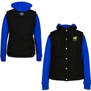   Black Blue 3 in 1 Full Zip/Full Button Hoodie Jacket Sports