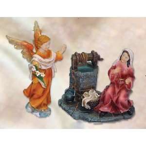  Polyresin Nativity Village   Mary and Angel   2 Piece Set 