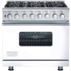   36 inch Professional Series Natural Gas Range With 6 Burners   White