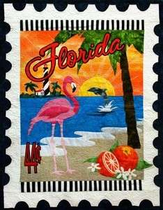 Florida State Stamp Flamingo Beach Zebra Quilt Pattern  