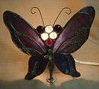 purple stained slag glass fairie butterfly night light lamp pretty