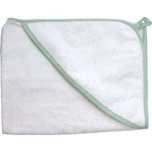  Organic Cotton Hooded Towel   Natural Color with Sage Trim 
