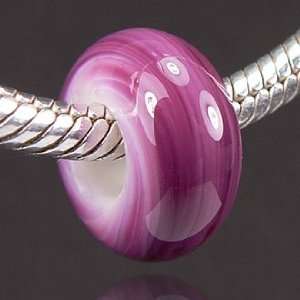 Raspberry Swirl   Fits Pandora Jewelry Bracelets   Lampwork Glass By 