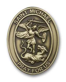 Antique Gold St Michael Archangel Visor Clip Patron Sai  